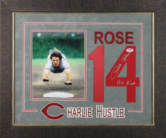 Reds: Pete Rose Signed Jersey Number in Custom Framed Display (PSA/DNA)