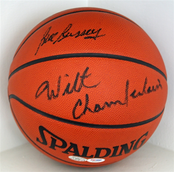 Wilt Chamberlain & Bill Russell Dual Signed Spalding NBA Game Model Basketball (PSA/DNA)