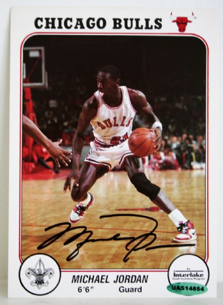 Michael Jordan Signed RARE 1985 Interlake Bulls Large Format Rookie (UDA)