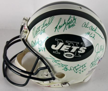 NY Jets Signed Full Size PRO LINE Sack Exchange Helmet w/ 8 Members! (PSA/JSA Guaranteed)