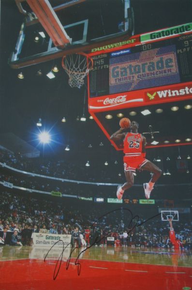 Michael Jordan Impressive 24" x 36" Signed Color Canvas Print (UDA)