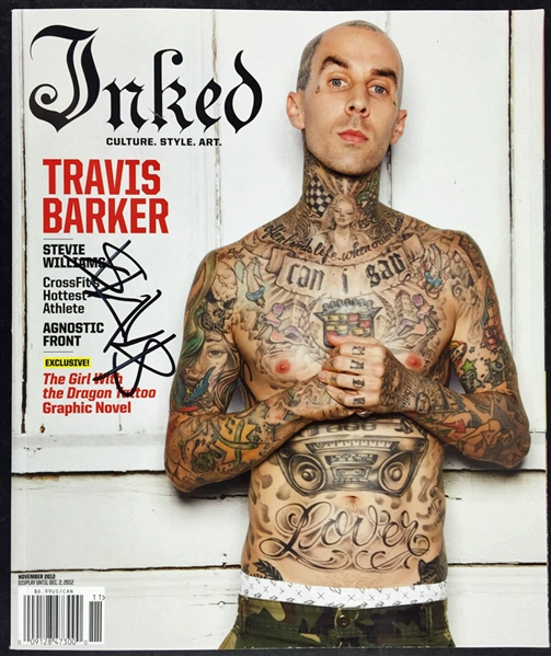 Blink 182: Travis Barker Signed December 2012 Inked Magazine (PSA/JSA Guaranteed)