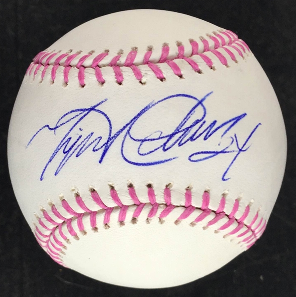 Miguel Cabrera Single-Signed OML Breast Cancer Awareness Commemorative Baseball (JSA)