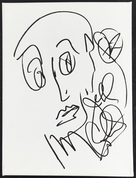 Dave Matthews Band: Jeff Coffin Hand Drawn & Signed 9" x 12" Canvas Sketch (PSA/JSA Guaranteed)