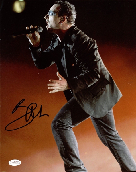 U2: Bono Signed 11" x 14" On Stage Color Photo (JSA)