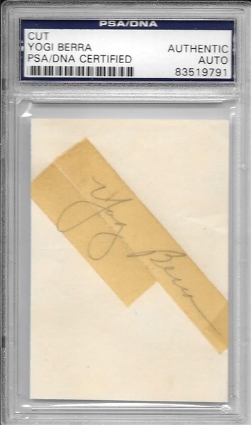 Yogi Berra Vintage Rookie Era Encapsulated 2.5" x 3.5" Signature (PSA/DNA Encapsulated)