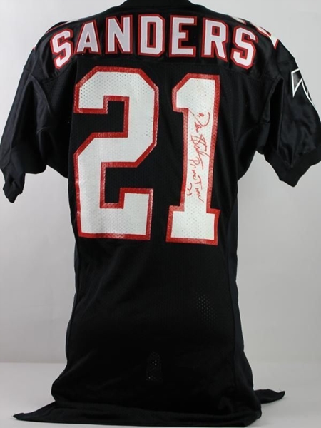 Deion Sanders Signed & Inscribed 1992 Game Used Jersey (PSA/DNA)