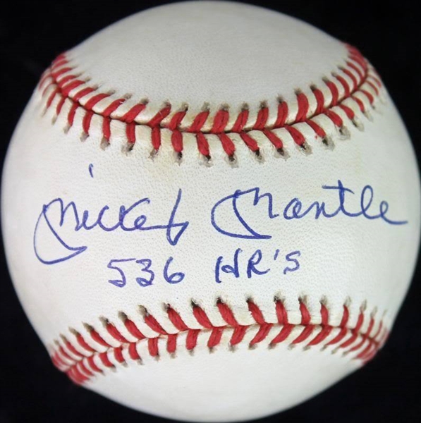 Mickey Mantle Signed OAL Baseball with "536 HRs" Inscription (PSA/DNA)