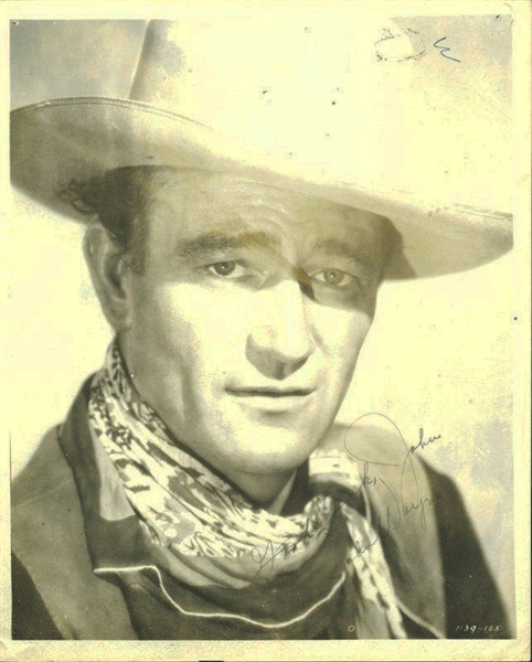 John Wayne Signed 8" x 10" Sepia Photo w/ Superb Autograph! (PSA/DNA)