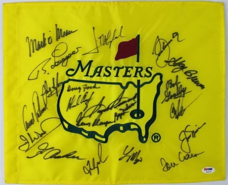 Masters Champions Signed Masters Pin Flag w/ Palmer, Nicklaus, Snead, etc. (20 Sigs)(PSA/DNA)