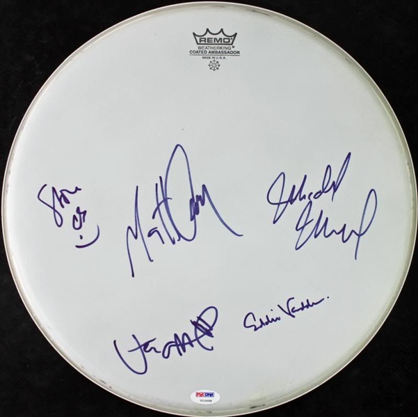 Pearl Jam Band-Signed 15-Inch Remo Drumhead w/ Vedder, Ament +3 (PSA/DNA)