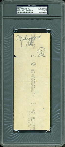 RARE Muhammad Ali Signed 1969 Bank Check (PSA/DNA Encapsulated)