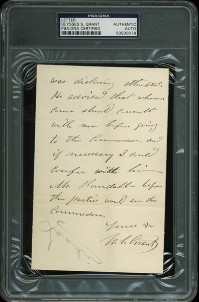 President Ulysses S. Grant Handwritten & Signed 1882 Letter (PSA/DNA Encapsulated)