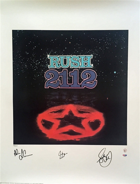 Rush Rare Group Signed "2112" 18" x 24" Album Cover Artwork Litho (PSA/JSA Guaranteed)