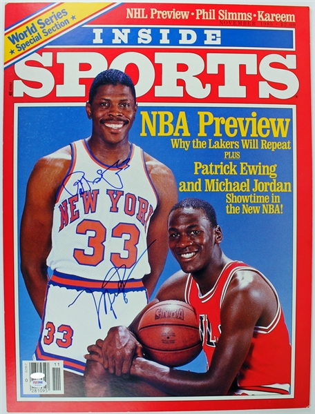 Michael Jordan & Patrick Ewing Dual-Signed 19" x 25" Poster (PSA/DNA)