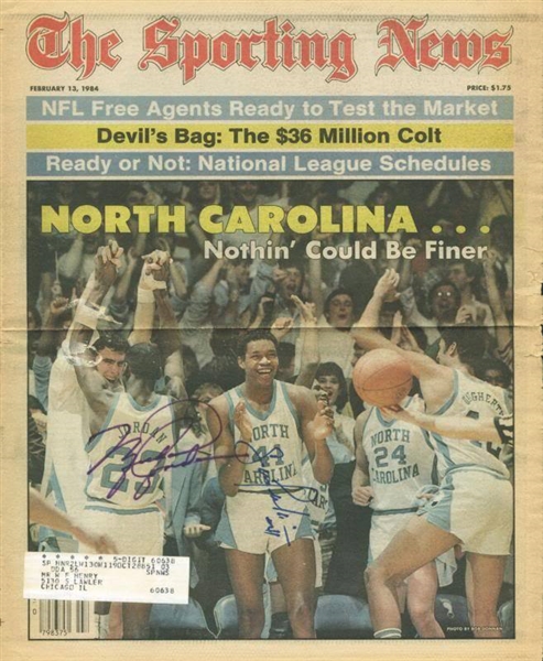 UNC: Michael Jordan & Sam Perkins Signed 1984 Sporting News Cover (PSA/DNA)