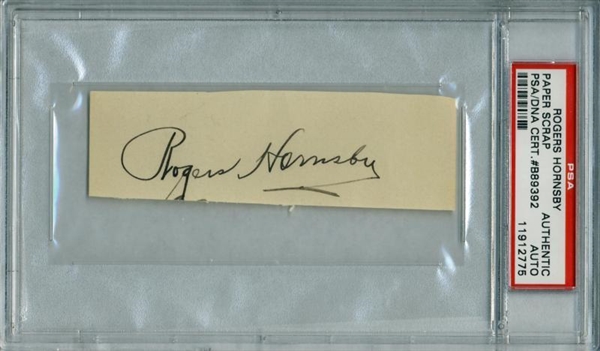 Rogers Hornsby Signed 1.5" x 4.5" Signature Cut (PSA/DNA Encapsulated)