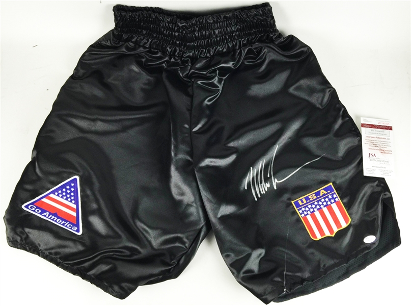 Mike Tyson Signed Personal Style Trunks (JSA)