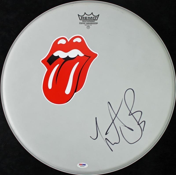 The Rolling Stones: Charlie Watts Signed 17" Remo Drumhead (PSA/DNA)