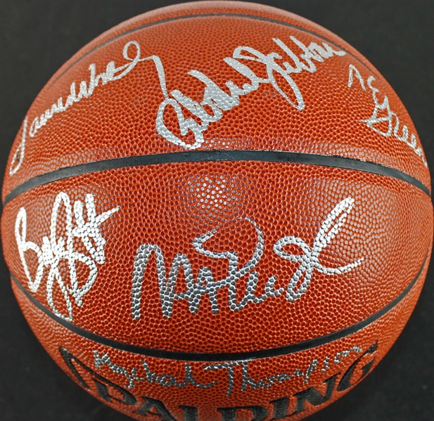 Showtime: Los Angeles Lakers Multi-Signed NBA Leather Basketball w/ Magic, Jabbar, Worthy & 3 Others (PSA/DNA)
