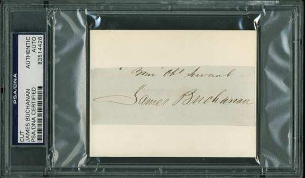President James Buchanan Signed Document Clipping (PSA/DNA Encapsulated)