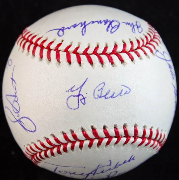 NY Yankee Greats Multi-Signed OML Baseball w/ Berra, Larsen & Others (JSA)