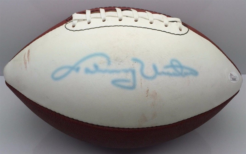 Johnny Unitas Signed White Panel NFL Football (JSA)