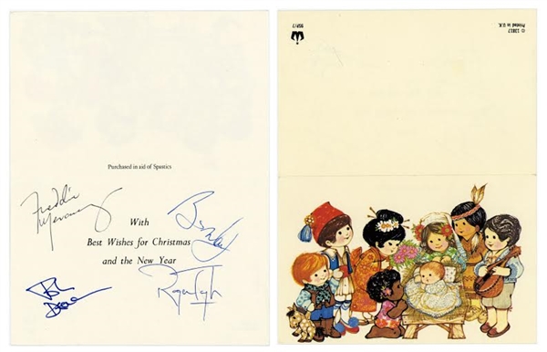 Queen: Group Signed Christmas Card w/ Superb Signatures! (PSA/JSA Guaranteed)