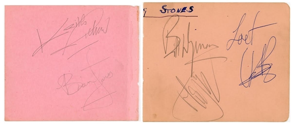 The Rolling Stones: Vintage 4" x 4" Album Page Set w/ Jones, Richards, Jagger Ect (PSA/JSA Guaranteed)