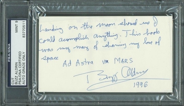 Buzz Aldrin Handwritten and Signed Note - PSA/DNA Graded MINT 9