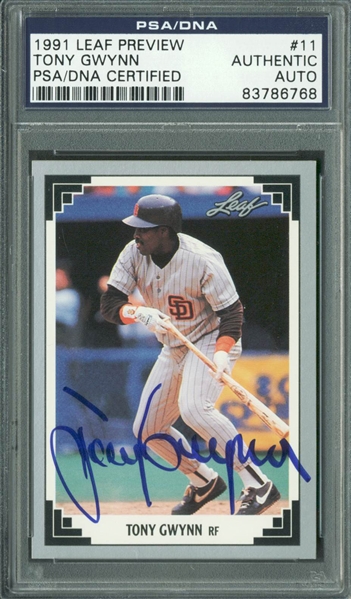 Tony Gwynn Vintage Signed 1991 Baseball Card (PSA/DNA Encapsulated)