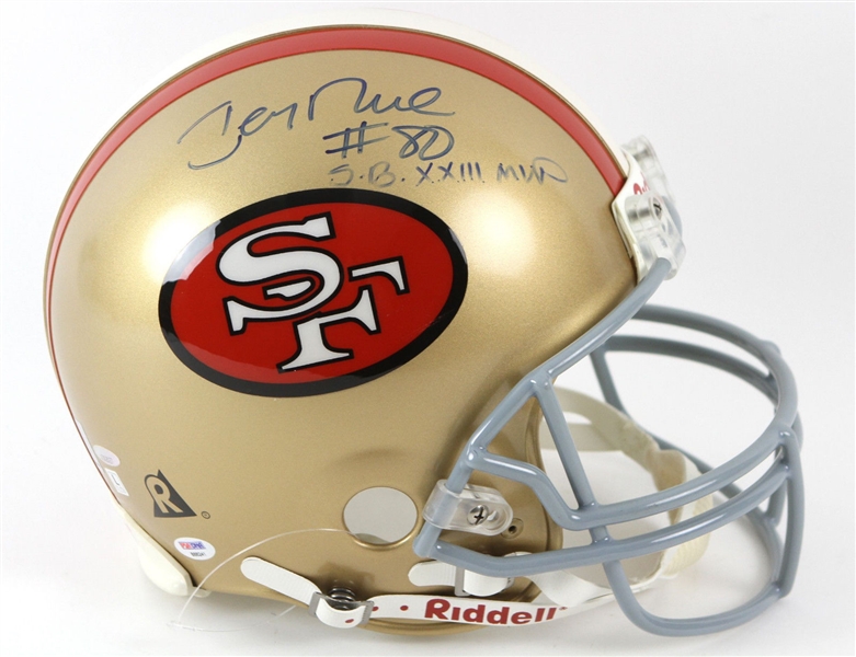 Jerry Rice Signed San Francisco 49ers Full Size PRO LINE Helmet w/ "SB XXIII MVP" Inscription (PSA/DNA)