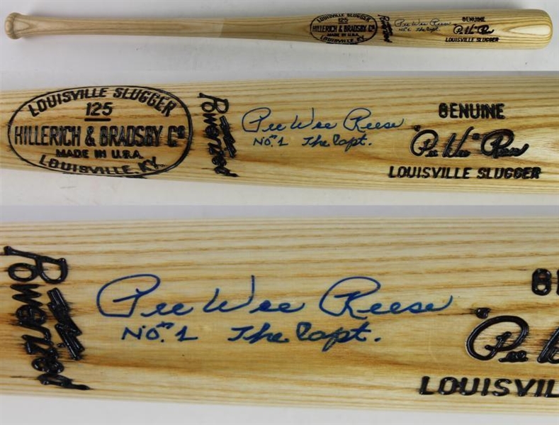 Pee Wee Reese Signed Louisville Slugger Personal Model Baseball Bat w/ RARE "No. 1 The Capt." Inscription (PSA/DNA)