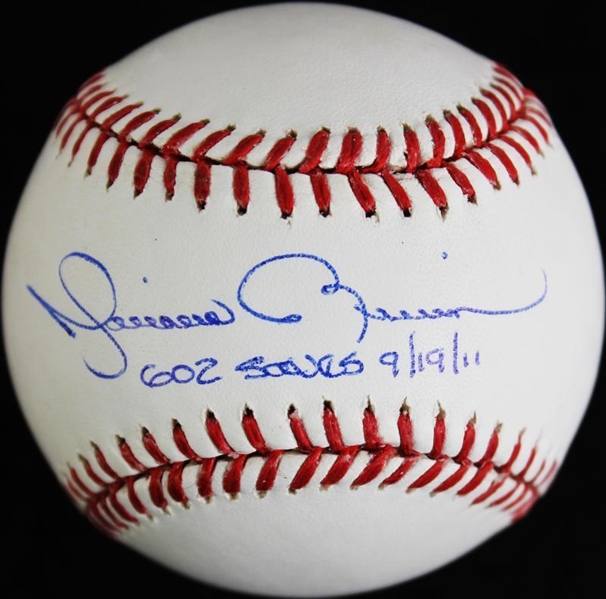 Mariano Rivera Signed "602 Saves 9/19/11" OML Baseball (Steiner & MLB)