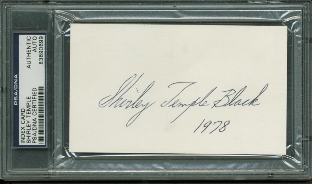 Shirley Temple Signed 3" x 5" Note Card (PSA/DNA Encapsulated)