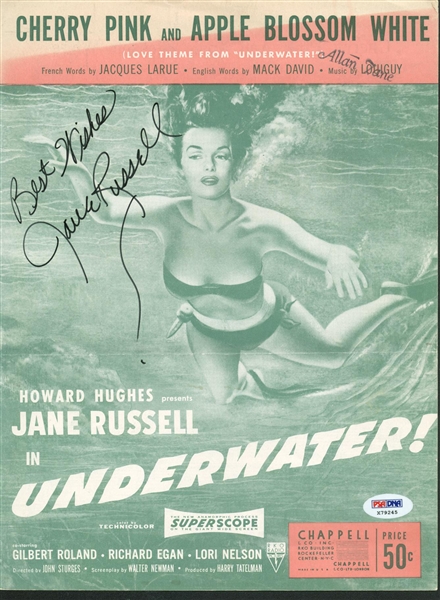 Jane Russell Signed Original "Underwater" Movie Program (PSA/DNA)