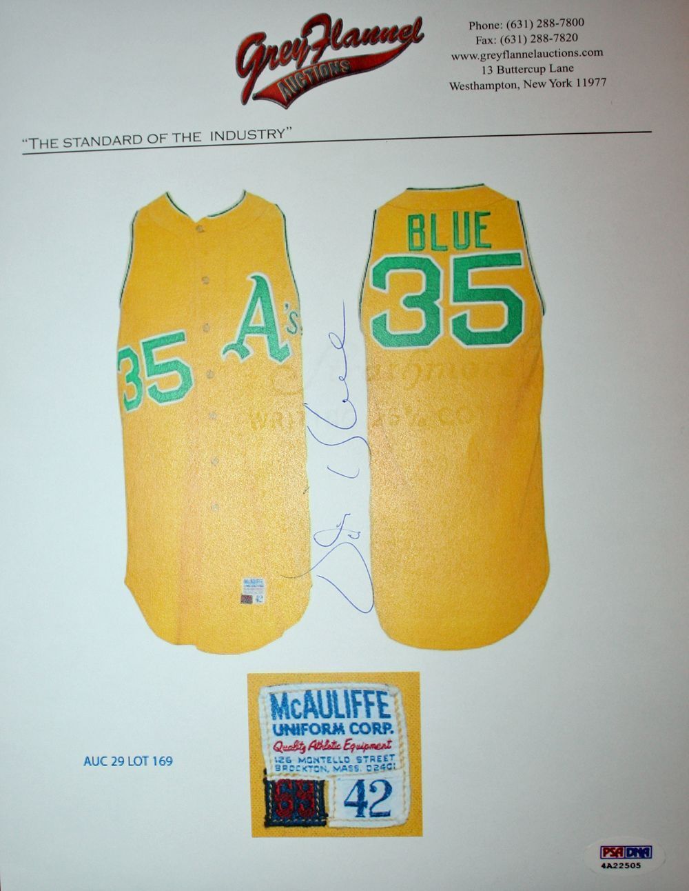 Vida Blue 71 CY Autographed Oakland Athletics 8x10 Photo (Gray Jersey) -  BAS COA
