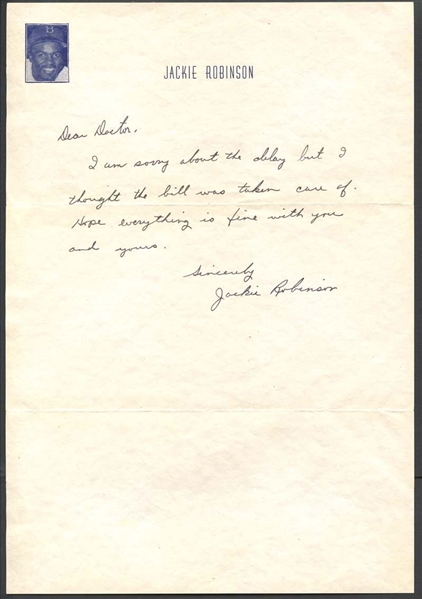 Jackie Robinson Handwritten & Signed Letter on Personal Stationary from MVP Year 1949 - PSA/DNA Graded GEM MINT 10!