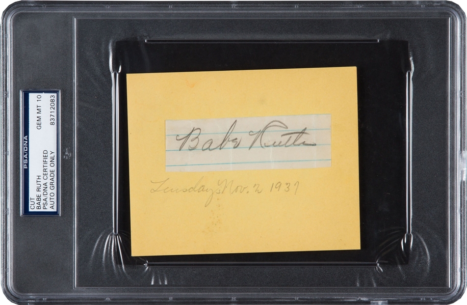Babe Ruth Autographed Page Segment c. 1937 - PSA/DNA Graded GEM MINT 10!