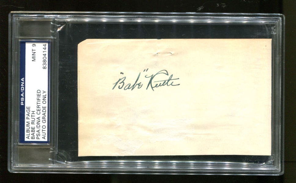 Babe Ruth Signed 2.5" x 4" Quoted Index Card Graded PSA/DNA MINT 9!