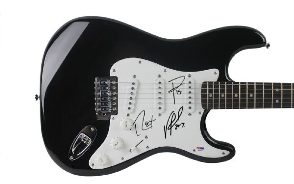 Pantera Group Signed Fender Squier Stratocaster Guitar (3 Sigs)(PSA/DNA)