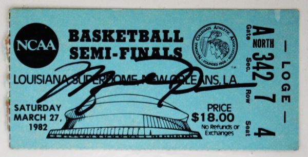 Michael Jordan Scarce Signed 1982 NCAA Semi Finals Ticket (UDA)