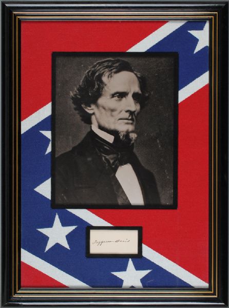 Jefferson Davis Impressive Signed Confederate Flag Display (PSA/DNA)