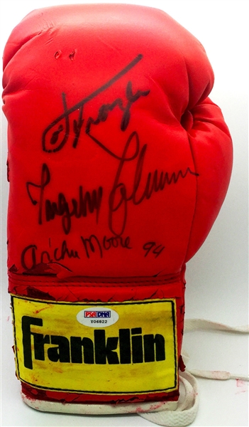 Heavyweight Champion Multi-Signed Boxing Glove w/ Frazier, Johansson & Moore! (PSA/DNA)
