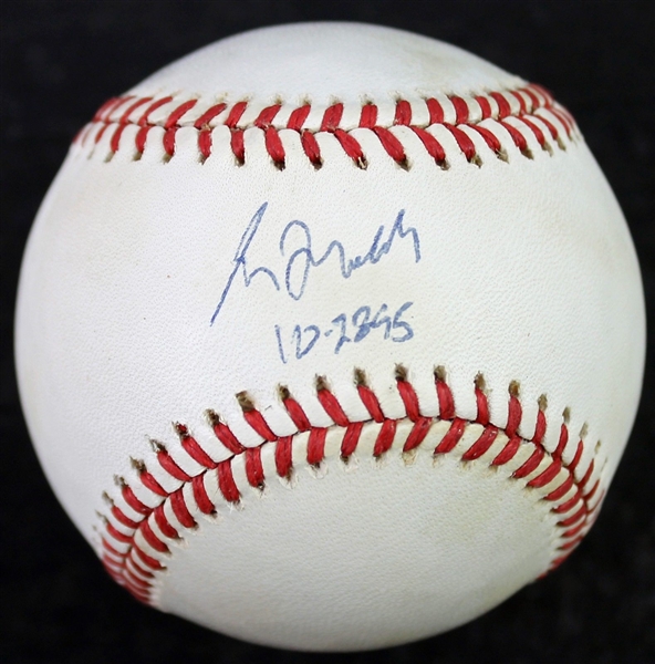 Greg Maddux Signed 1995 WS Baseball w/ "10-28-95" Inscription (PSA/DNA)