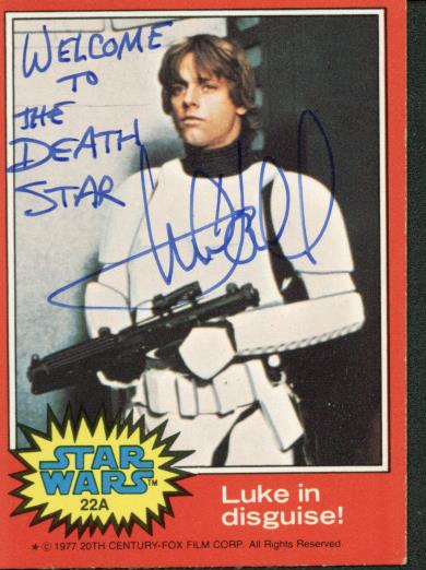 Mark Hamill Superbly Signed & Inscribed "Welcome to the Death Star" 1977 UK Topps # 22A Trading Card (PSA/DNA Guaranteed)