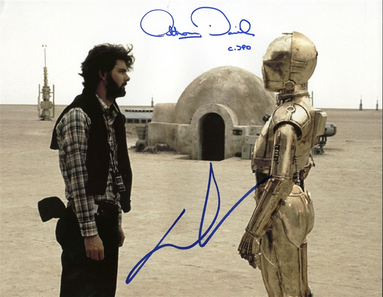 George Lucas & Anthony Daniels Dual Signed 11" x 14" Color Photograph (PSA/DNA Guaranteed)