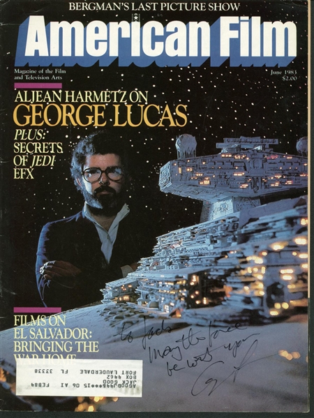 George Lucas Vintage Signed American Film Magazine Cover w/ "May The Force Be With You!" (PSA/DNA Guaranteed)