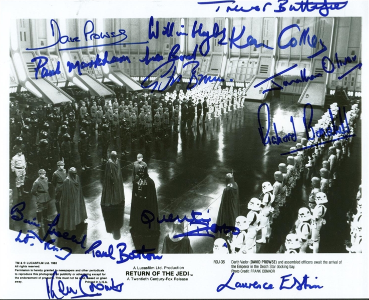 ROTJ Troops Line Up 8" x 10" Black & White Photograph w/ 14 Dark Side Members! (PSA/DNA Guaranteed)