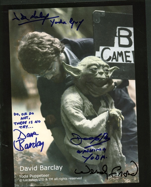 Yoda Multi-Signed 8" x 10" Color Photo w/ 4 Signatures! (PSA/DNA Guaranteed)